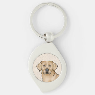 Gul Labrador Retriever Konst Söt Lab Hund Huvud Swirl Silverfärgad Nyckelring