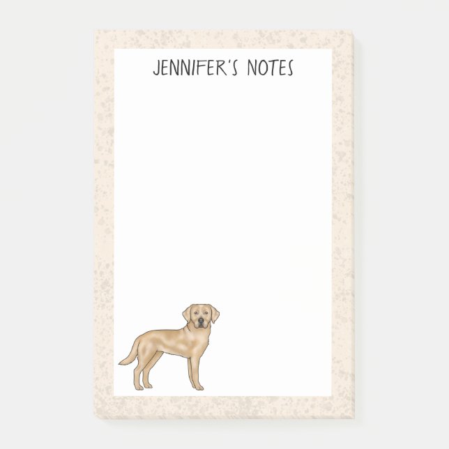 Gul Labrador Retriever Lab Hund Anpassat Namn Post-it Block (Framsida)