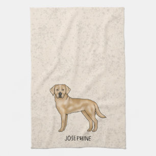 Gul Labrador Retriever Lab Hund Ditt Namn Beige Kökshandduk