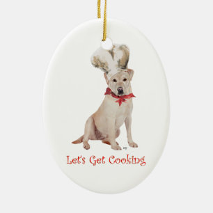 Gul Labrador Retriever Matlagning Julgransprydnad Keramik