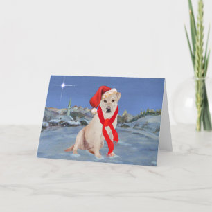 Gul Labrador Retriever på en vinterskväll Helgkort