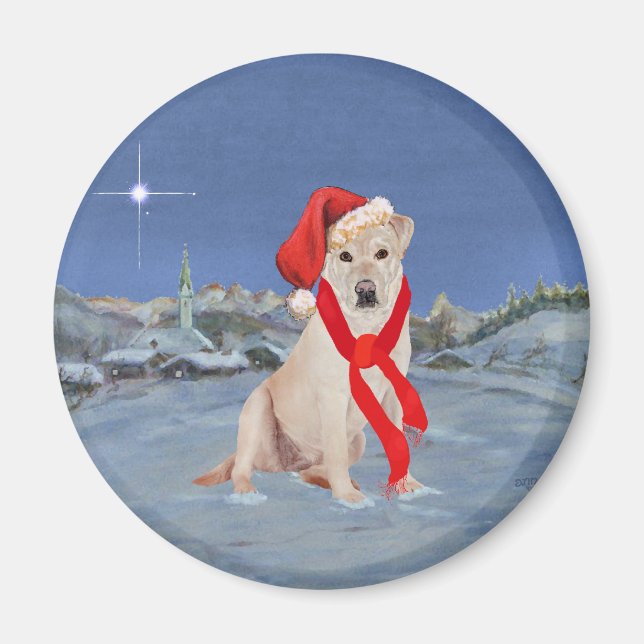 Gul Labrador Retriever på en vinterskväll Magnet (Framsidan)