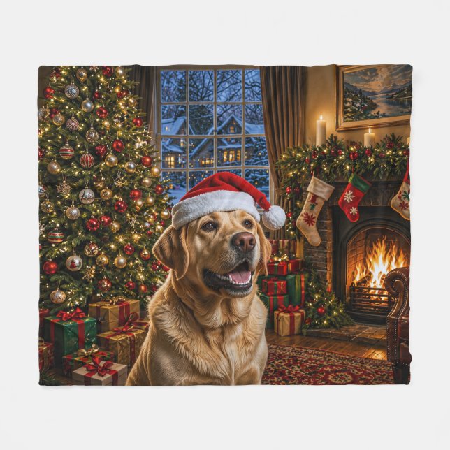 Gul Labrador Retriever Semester  Fleecefilt (Framsidan (Horisontell))
