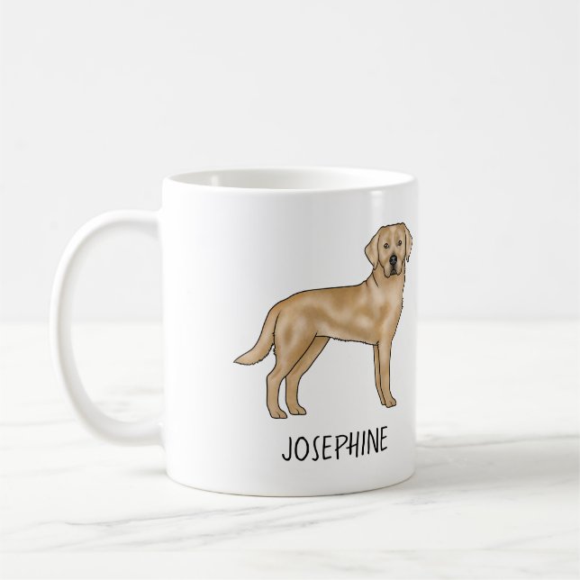 Gul Labrador Retriever Söt Lab Hund Anpassat Namn Kaffemugg (Vänster)