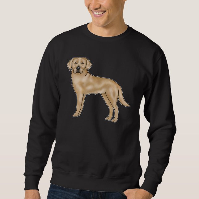 Gul Labrador Retriever Tecknad Lab Hund Design Lång Ärmad Tröja (Framsida)