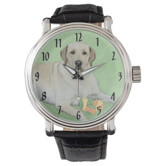 Gul Labrador Retriever & Tennisbollar Målning Armbandsur