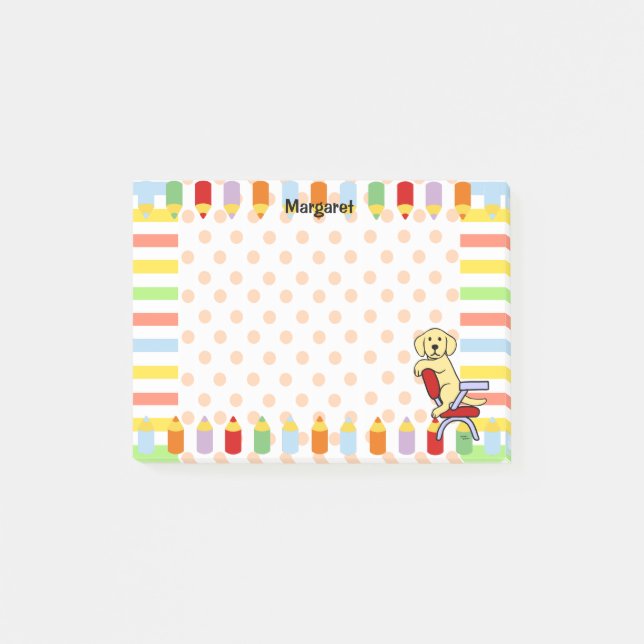 Gul Labrador student 3 Post-it Block (Framsida)