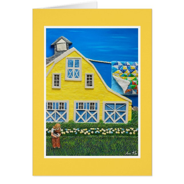 Gul ladugård hälsningskort (Framsidan)