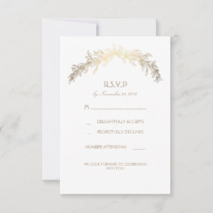 Gul lagerkrans bröllop RSVP-kort OSA Kort