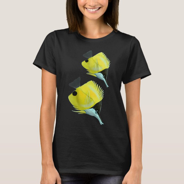 Gul långnäbbad fjärilsfisk t shirt (Framsida)