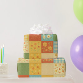 Gul lapptäcke Quilt Rustik bondgård Blommig Presentpapper