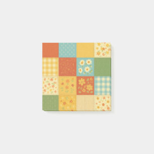 Gul lapptäcke rustik bondgård blommig post-it block