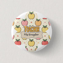 Gul Lärare Skola Äpple Mönster