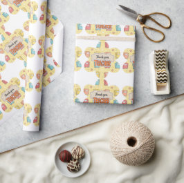 Gul lärare skolbok mönster presentpapper