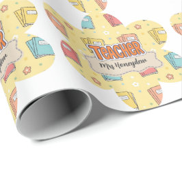 Gul lärare Skolboksmönster Presentpapper