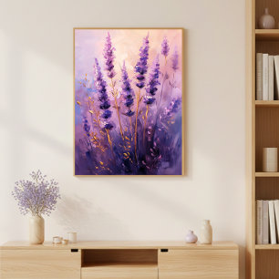 Gul Lavendel Blommor Väggkonst Poster
