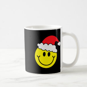 Gul Leende Ansikte Jul Tröja Tomtehatt Leende Kaffemugg