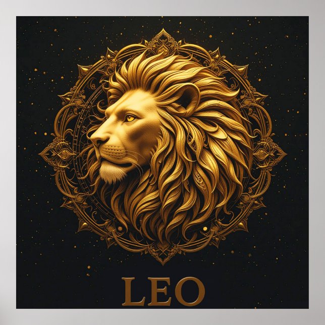 Gul Lejon Symbol Representerar Styrka, Zodiak Poster (Framsidan)