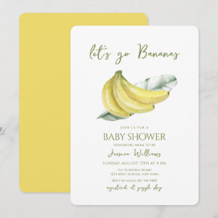 Gul Let's Go Bananas Blad Baby Shower Inbjudningar