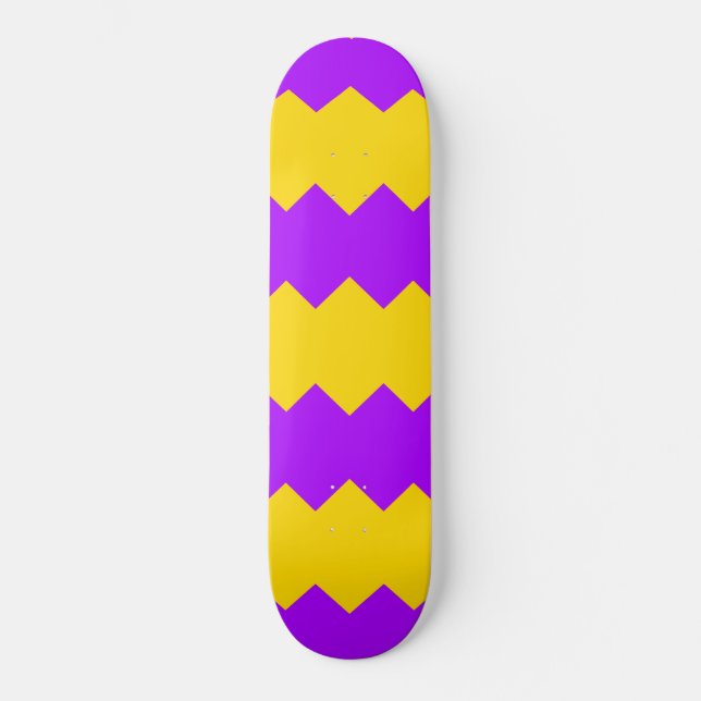 Gul & lila sicksack-striper skateboard bräda 19,5 cm (Framsida)