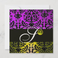 GUL LILA SVART DAMAST MONOGRAM TOPAS Guld