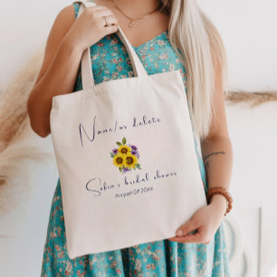 Gul lila vild blommande solros akvarell tygkasse