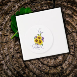 Gul lila vildblomma solros akvarell gåvor etiketter
