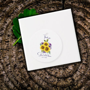 Gul lila vildblomma solros akvarell gåvor etiketter