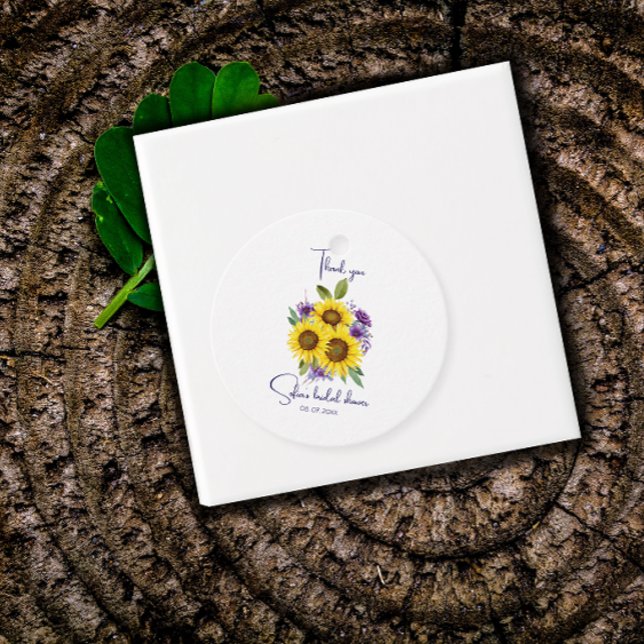 Gul lila vildblomma solros akvarell gåvor etiketter (Skapare uppladdad)