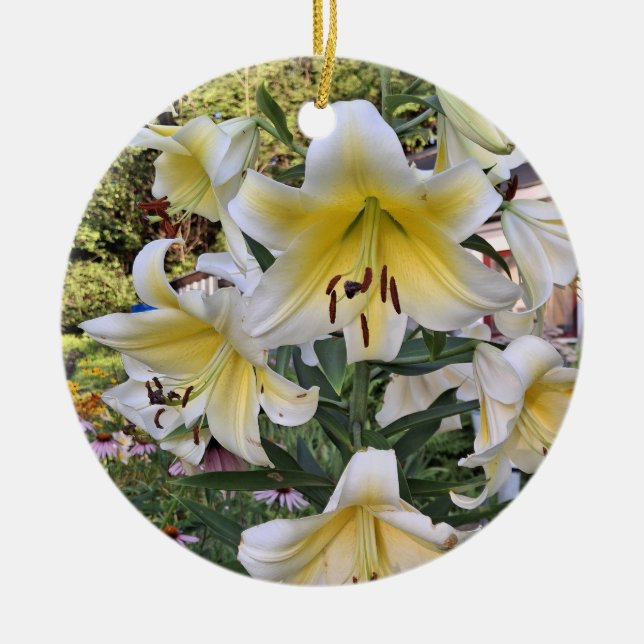 Gul Lilly Glas Julgransprydnad Keramik (Framsidan)