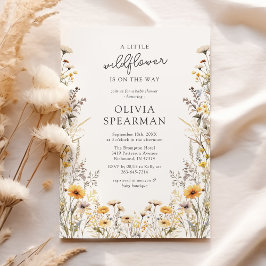 Gul liten vildblomma Baby Shower Inbjudningar