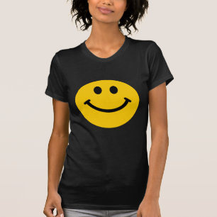 Gul lycklig ansiktesvartt-skjorta t shirt