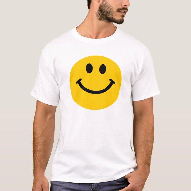 Gul lycklig ansiktet-skjorta t shirt (Framsida)