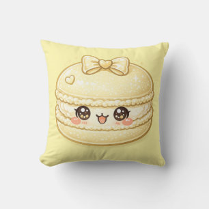 Gul Macaron Söt Kawaii Kudd Kudde