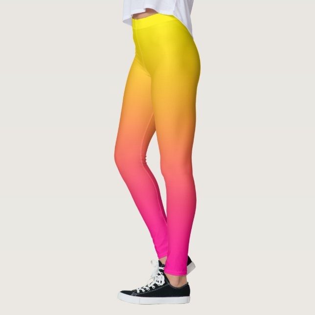 Gul Magenta Ros Gradient Leggings (Vänster)