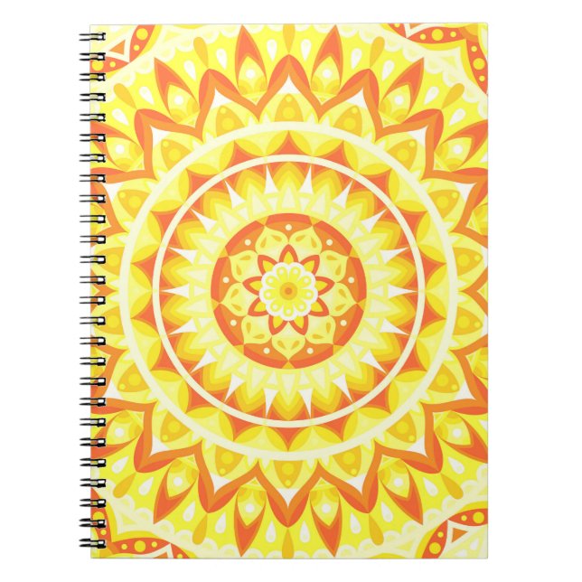 Gul Mandala Ljus Boho Geometrisk Mönster Anteckningsbok (Framsidan)