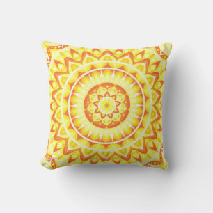 Gul Mandala Ljus Boho Solsken Dekorativ Kudde