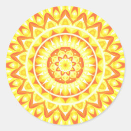 Gul Mandala Ljus Solsken Boho Glädje Dekal Runt Klistermärke