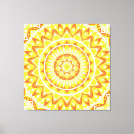 Gul Mandala Ljusande Solsken Boho Geometrisk Canvastryck