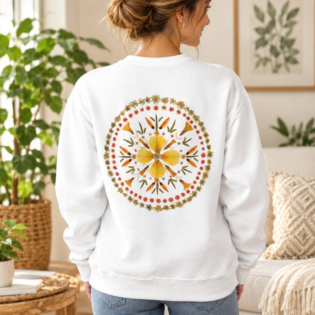 Gul Mandala Pressad Blomma Från Originalkonst  T Shirt (Skapare uppladdad)