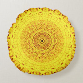 Gul Mandalakonst Rund Kudde