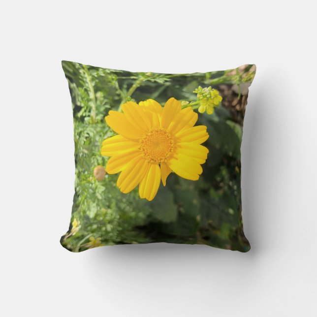 Gul Marguerit Naturkudde Konst Kudde (Framsida)