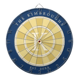 Gul Marinblå Familjemonogram Darttavla