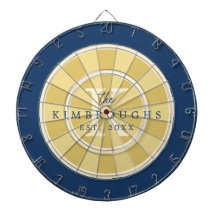 Gul Marinblå Randig Cirkel Familjemonogram
