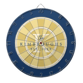 Gul Marinblå Randig Cirkel Familjemonogram Darttavla