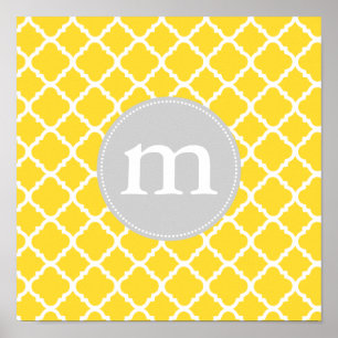 Gul marockansk Quatrefoil för elegant personlig Poster