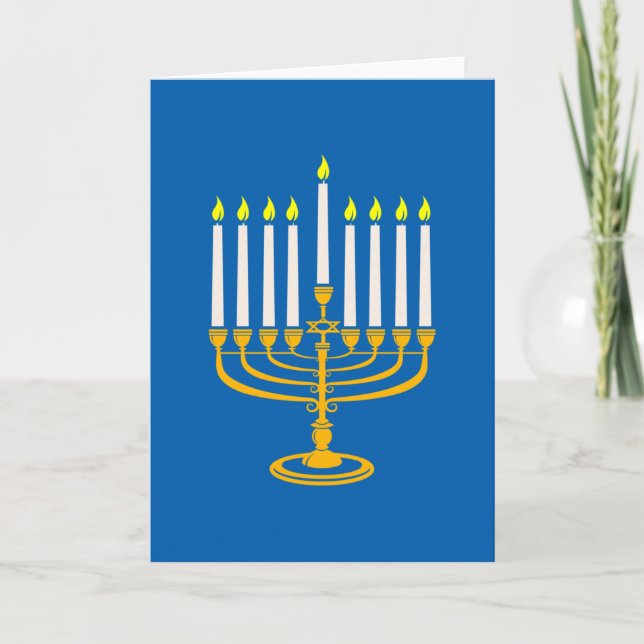 gul menorah hanukkah judisk tryck inbjudan (Framsida)
