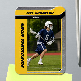 Gul metall Lacrosse Spelare Foto Magnet