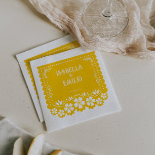 Gul   Mexikansk Papel Picado Bröllop Pappersservett