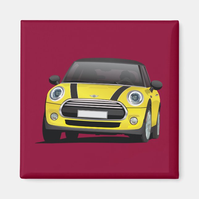 Gul MINI Cooper Magnet (Framsidan)